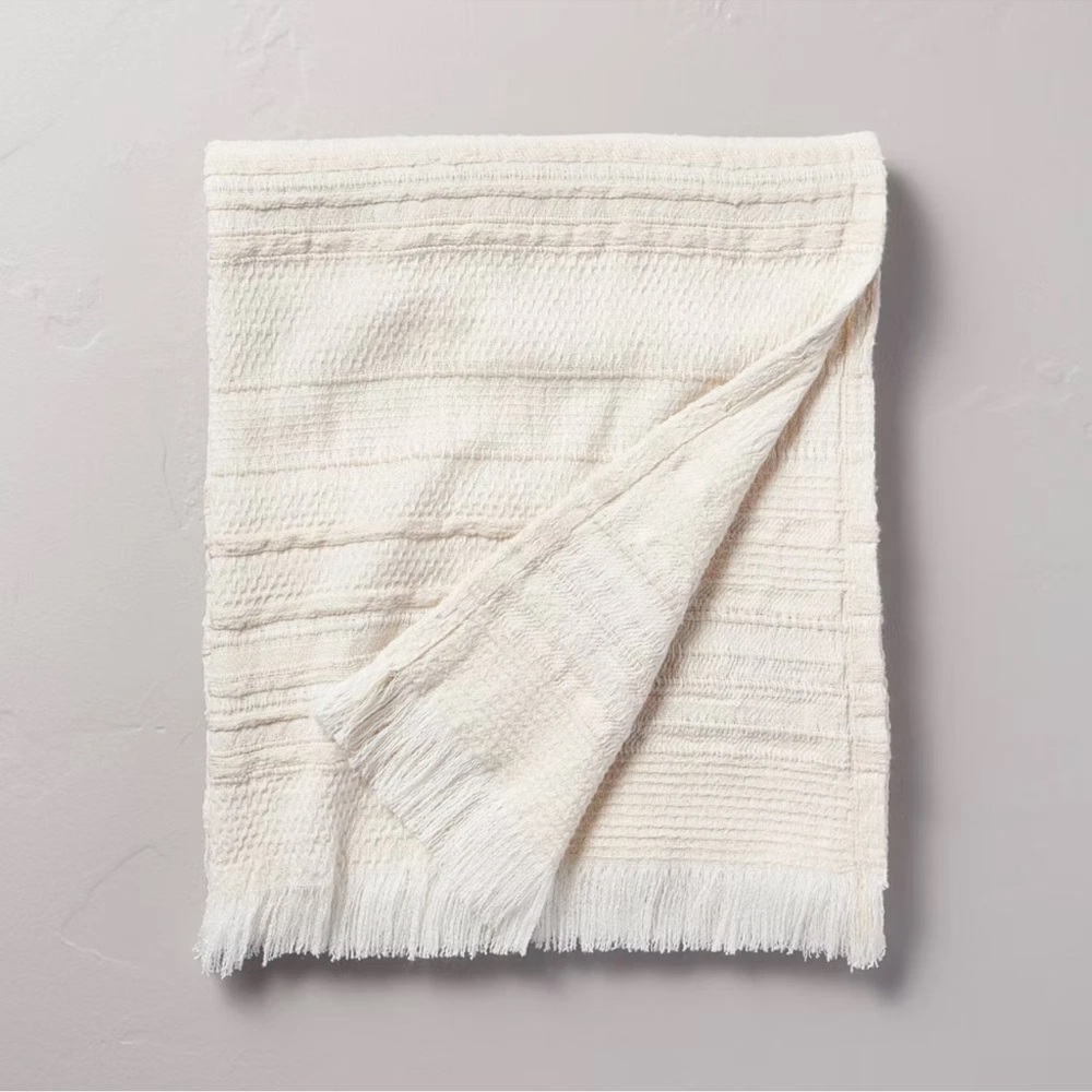 Textured Rib Stripe Dobby Throw Blanket Vintage Cream Hearth & Hand w/ Magnolia